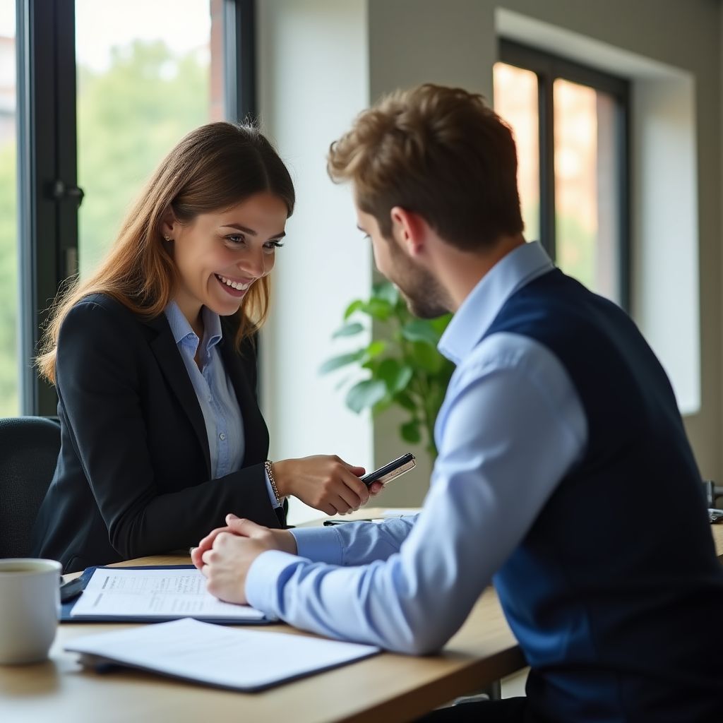 Asesor financiero con cliente